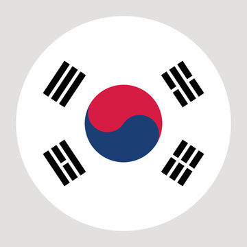 Round flag of South Korea icon isolated on light grey background.