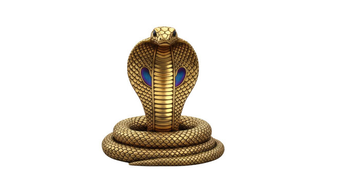 Golden egyptian cobra uraeus crowned symbolizing royalty and protection in ancient cultures
