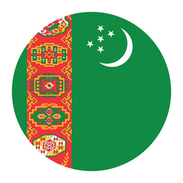 Round flag of Turkmenistan icon isolated on white background.