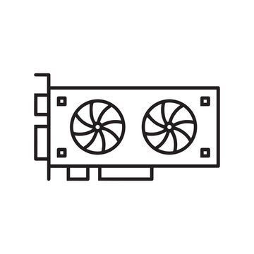 dual fan gpu line icon with editable stroke
