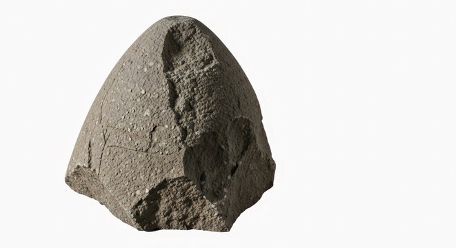 Ancient egyptian pyramid stone capstone detailed texture against bright white background