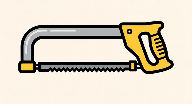 Yellow handled curved handsaw tool.