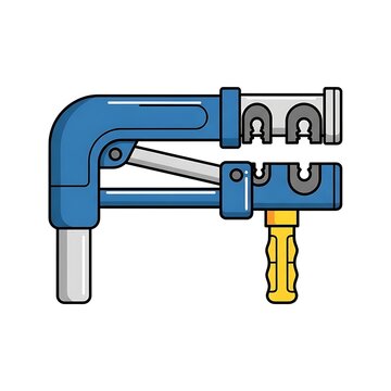 Blue pipe wrench tool illustration.