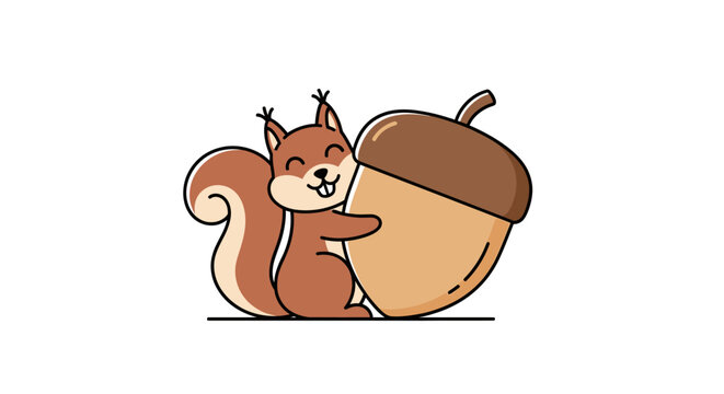 Cute Squirrel Holding Acorn.