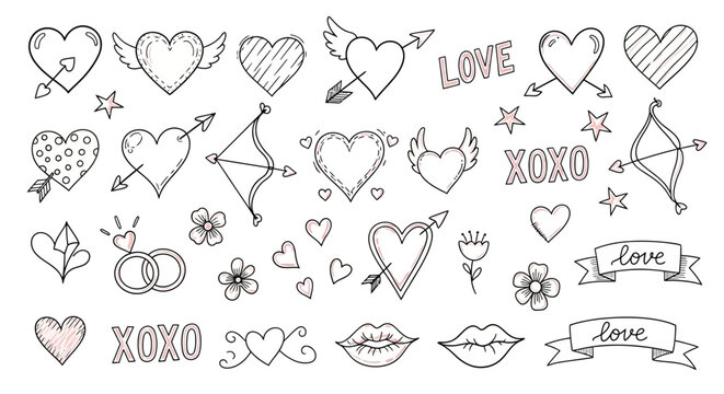 Love symbols and heart icons.