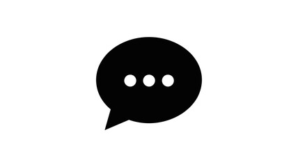 Fototapeta premium Black speech bubble icon with three white dots on white background