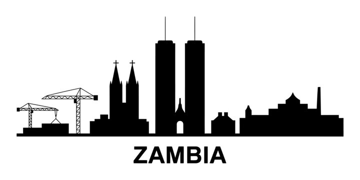 City skyline with buildings and cranes in Zambia urban landscape