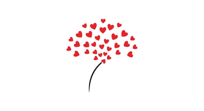 Red Hearts Tree Love Symbol.