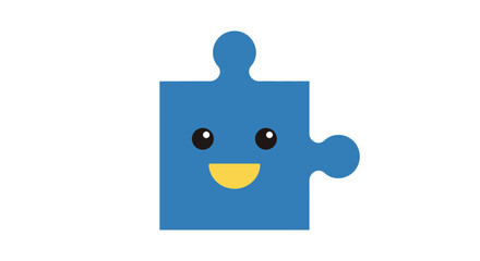 Obraz premium Smiling Blue Puzzle Piece Face.