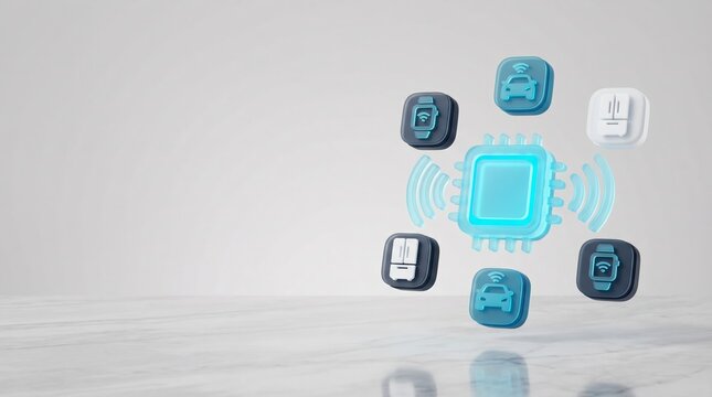 3D distributed network topology symbolizing IoT sensor infrastructure and big data ecosystem