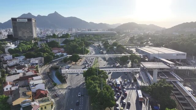 Rio De Janeiro Skyline In Rio De Janeiro Brazil. City Skyline Showing Modern And Traditional Architecture. Sunset Sky Background Downtown Cityscape. Sunset Outside Panorama. Rio de Janeiro Brazil.