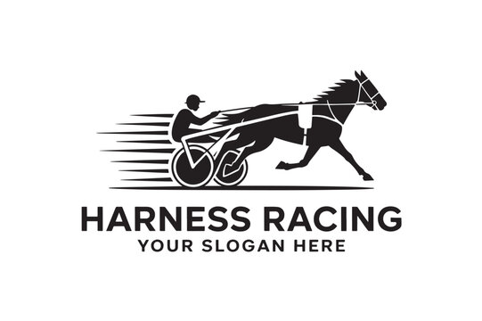 Harness racing logo design black silhouette