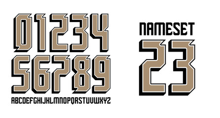 MODERN SHARP UNIQUE NUMBER SET NAME SET LUXURY RETRO MODERN VINTAGE NAMESET FOR JERSEY   © ZeaLab