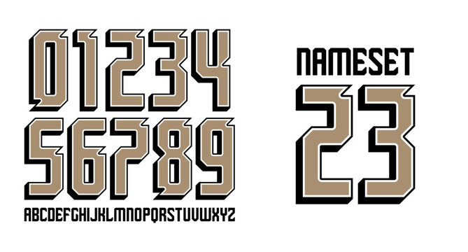 MODERN SHARP UNIQUE NUMBER SET NAME SET LUXURY RETRO MODERN VINTAGE NAMESET FOR JERSEY	

