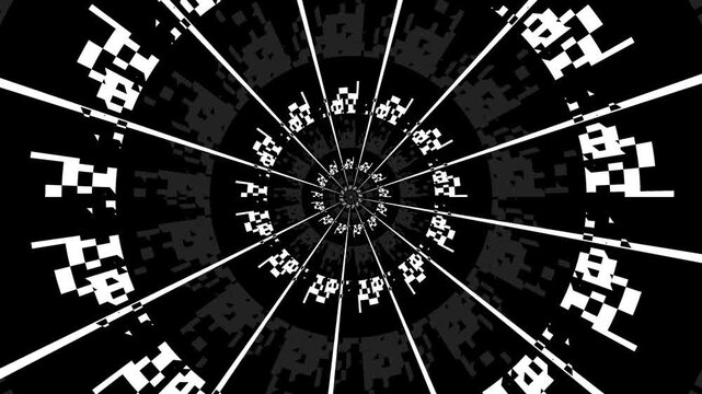Abstract Black and White Radial Tunnel Effect.