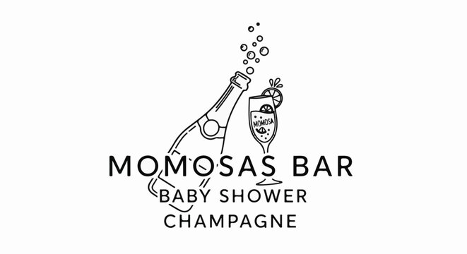 Minimalist line art logo for a bar featuring a champagne bottle and glass