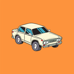 Soviet off-road car illustration. Volga. Trendy vector illustration.