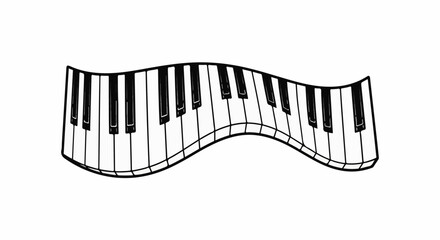 Fototapeta premium A wavy black and white illustration of a piano keyboard on a white background