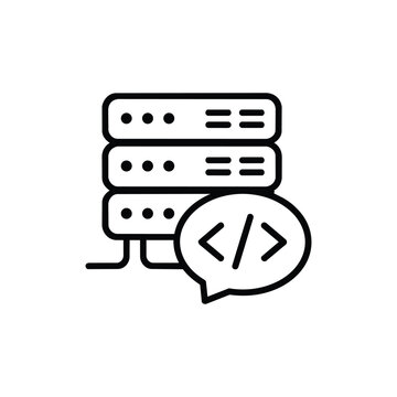 Backend developer profession icon backend developer coding server black and white vector illustration