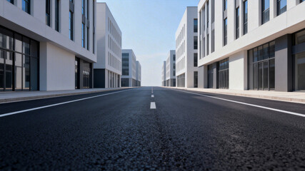 Obraz premium Modern Urban Street with Contemporary Buildings