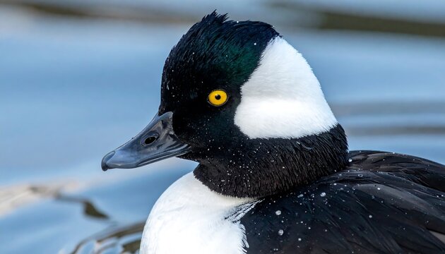 Bufflehead Duck Closeup Portrait Water.