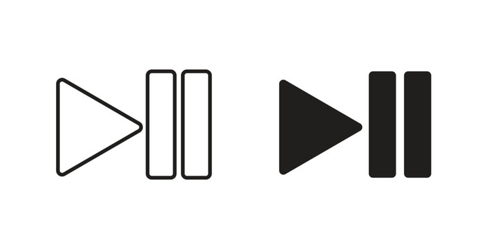 Play pause icon in line design. Editable stroke icon.