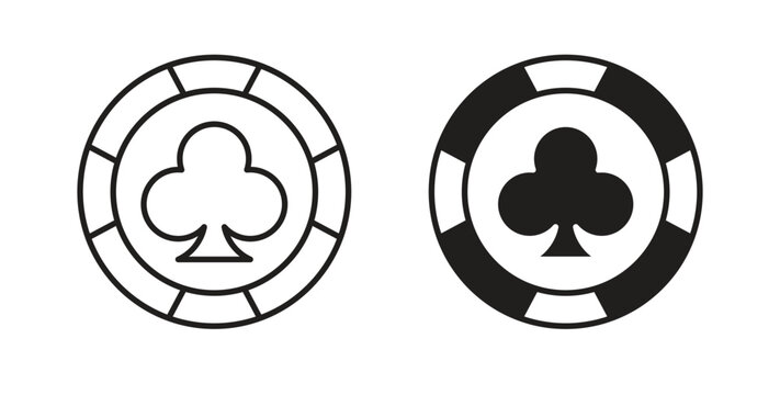 Poker chip icon in line design. Editable stroke icon.