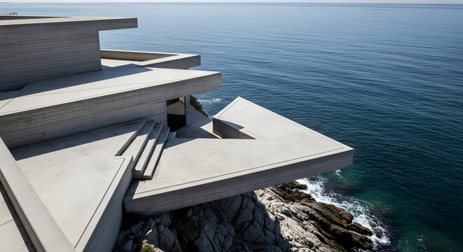 Modern Concrete Cliffside House with Ocean View