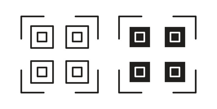 Qrcode icon in line design. Editable stroke icon.