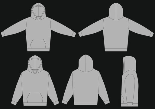 hoodie techpack vector template mockup apparel clothing pullover design set casual streetwear