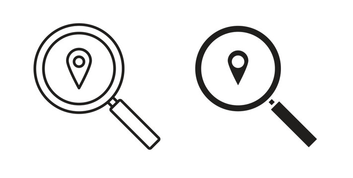 Search Location icon in line design. Editable stroke icon.