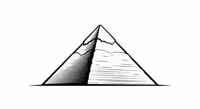 Stylized pyramid mountain with a shaded side and snow-capped peak