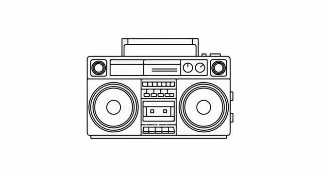 Retro boombox with large speakers and cassette deck