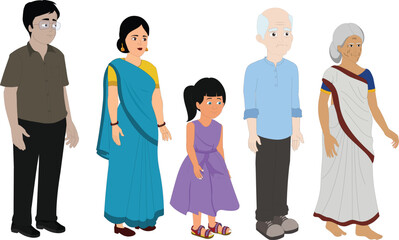 Fototapeta premium Indian School Girl Character for Animation with Separated Body Parts - South Asian Female Student in Green and Orange Uniform for Educational Infographics and Cartoon Stories