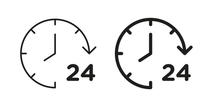 Time twenty four icon in line design. Editable stroke icon.