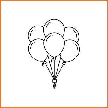 Bunch of Balloons Line Art