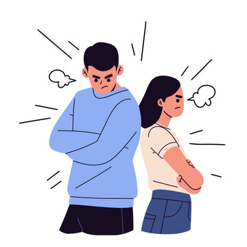 illustration a couple emotional struggle, depicting a heated argument with fiery backgrounds symbolizing conflict and frustration. ideal for topics related to relationship dynamics, communication isue