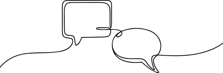 bubbles continuous line drawing concept, Speech bubbles continuous one line art minimalist communication concept illustration, Speech bubble continuous one line art icon for modern communication © line pro