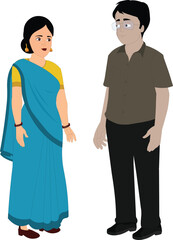 Obraz premium Indian couple standing together traditional woman and modern man lifestyle