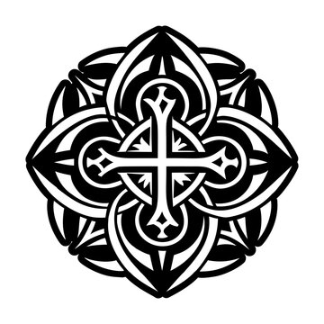 A solid style icon of christogram tattoo