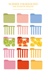SUMMER AESTHETIC FOLDER ICONS – COLORFUL GREEN, PINK, BLUE AND YELLOW DESKTOP ORGANIZER PACK   © StudioCreaczyk