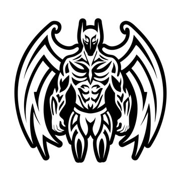 A filled style icon of winged man tattoo