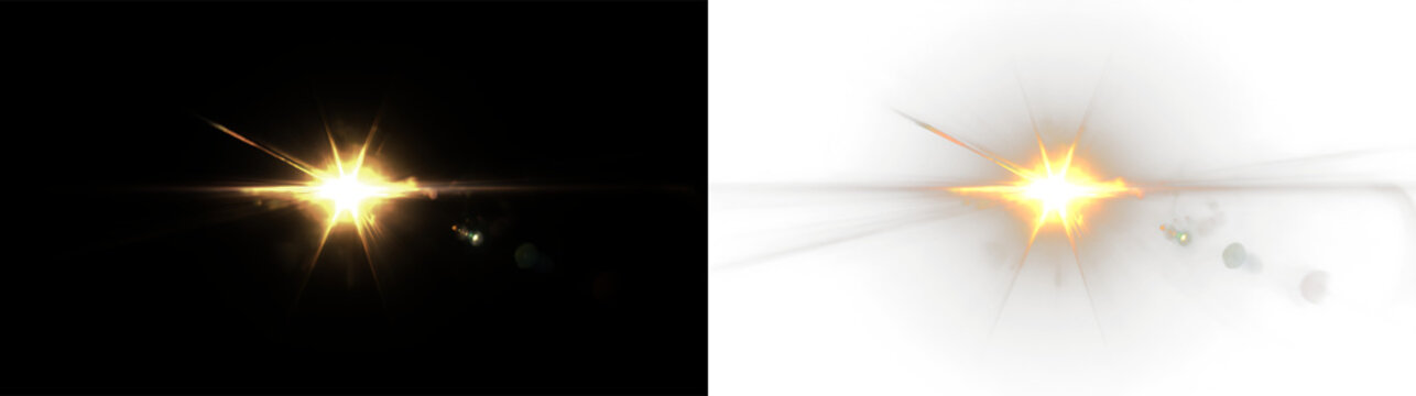 Bright light burst with rays on a transparent background during an unknown event or action