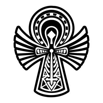 A glyph style icon of egyptian ankh tattoo