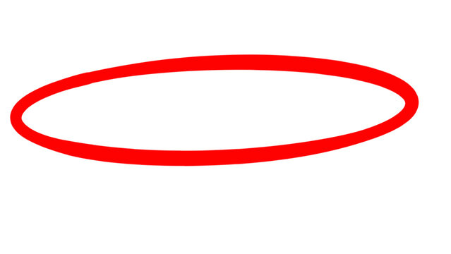 Red hand drawn horizontal oval circle frame
