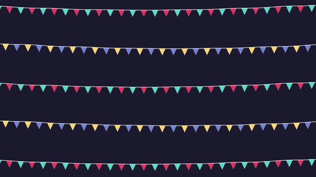 Colorful Bunting Garland Flags Flat Design Illustration Festive Celebration Background for Birthday Party and Festival Events Social Media Decor