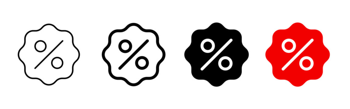 Percentage discount icon set