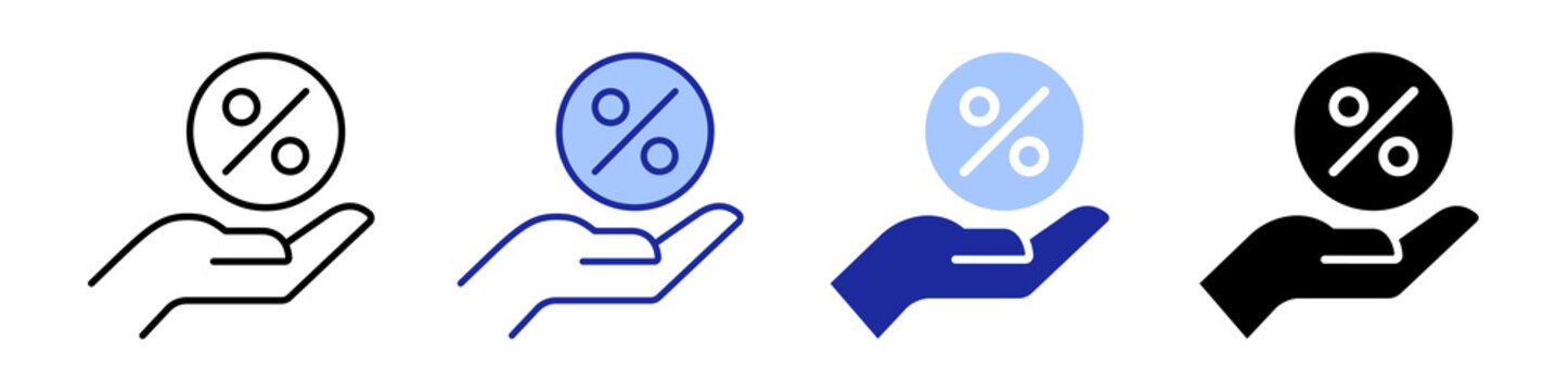discount icon outline and solid percentage set