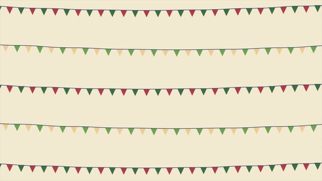 Colorful Festive Bunting Flags Garland Flat Minimalist Illustration Background for Celebration Party and Holiday Events