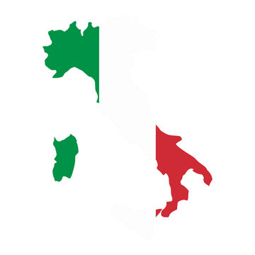 Italy Flag in Map Shape